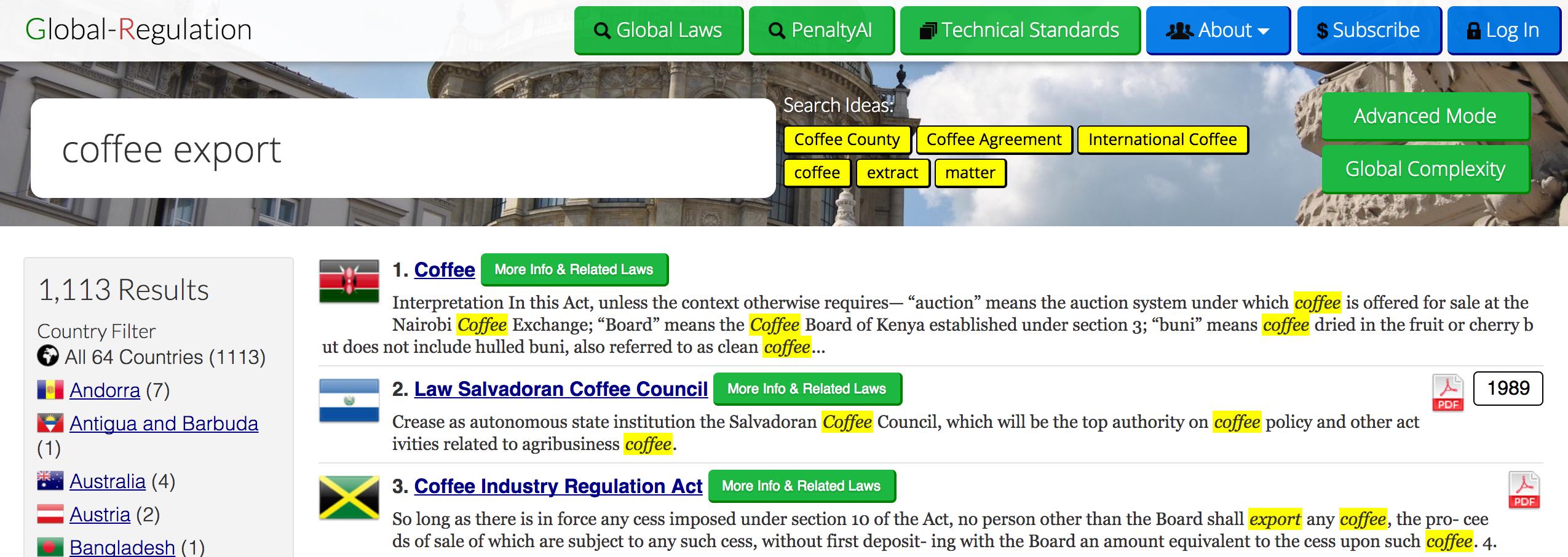 Global-Regulation Search Engine